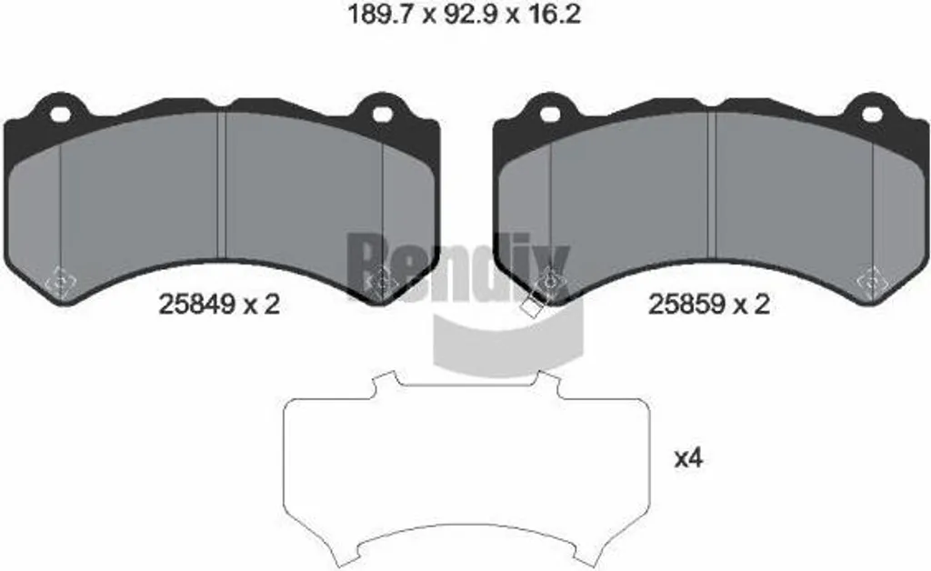 Plaquettes de Frein BENDIX BPD2432 pour Camaro et Corvette OE 25940447