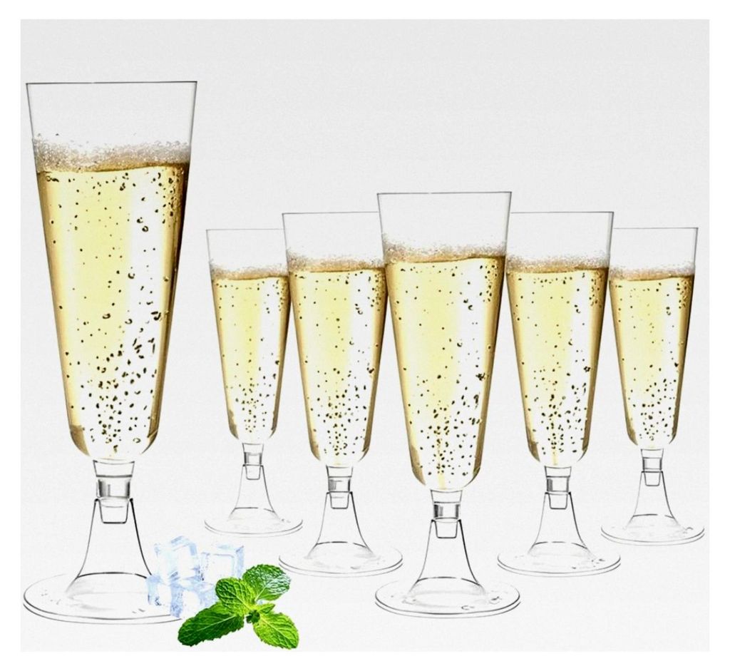 Sektgläser aus Kunststoff, 25 Stück, 150 ml, wiederverwendbare Champagnergläser für Garten, Hochzeiten, Partys, transparent