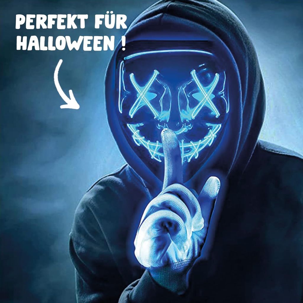 GlowPalm | Led Handschuhe Blau Leuchtend | Neon Skelett