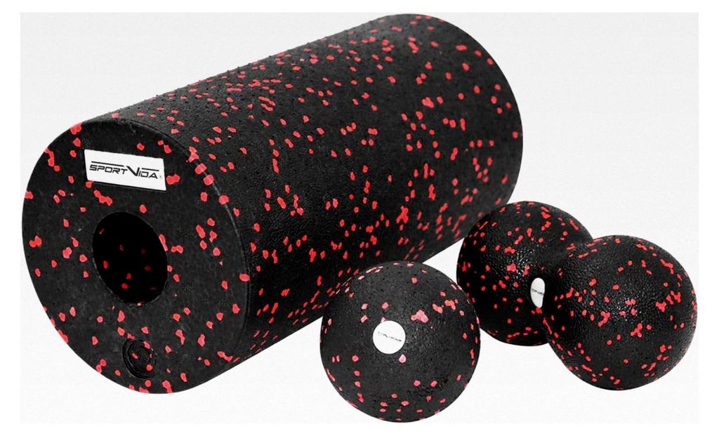 Faszien Set - Faszienrolle, Duoball und Massageball. Kombi-Set für gezielte, tiefenwirksame Massagen von Faszien und zur Muskeldehnung. Rücken-, ...
