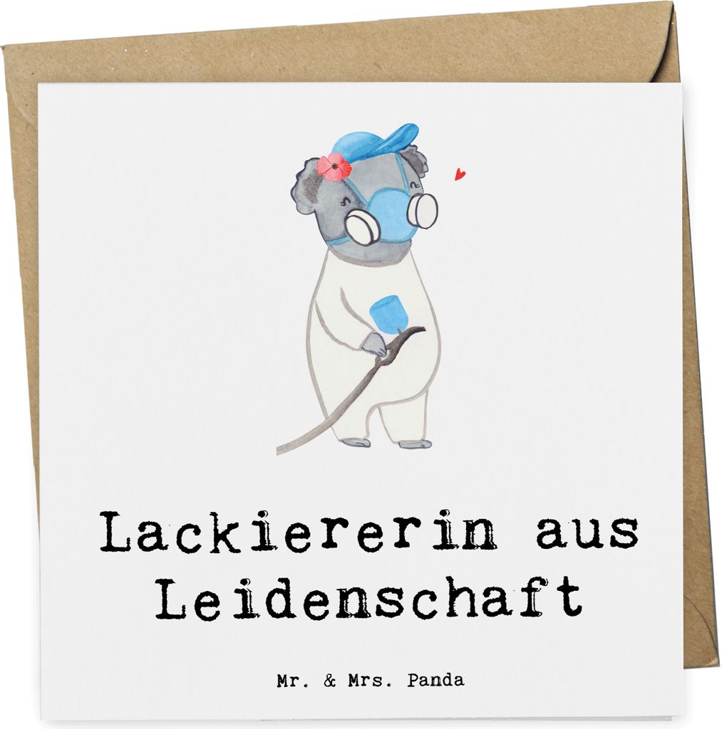 Mr. & Mrs. Panda Deluxe Karte Lackiererin Leidenschaft - Weiß - Geschenk, Ausbildung, Klappkarte, Gesellenprüfung, Lustig, Glückwunschkarte, Wit...