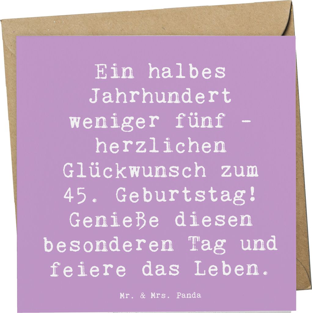 Mr. & Mrs. Panda Grußkarte Spruch 45. Geburtstag Feier - Lavendeltraum - Geschenk, Freude, Geburtstagsgeschenk, Lebensjahre, anlasskarte, Klappkar...