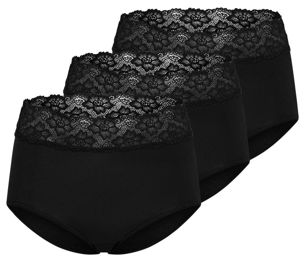 Nina von C. 3er Pack Slipboutique Taillen Slip Mit transparentem Spitzenbund, Weich, atmungsaktiv und hautfreundlich, Taillenhoher Sitz mit Po bede...