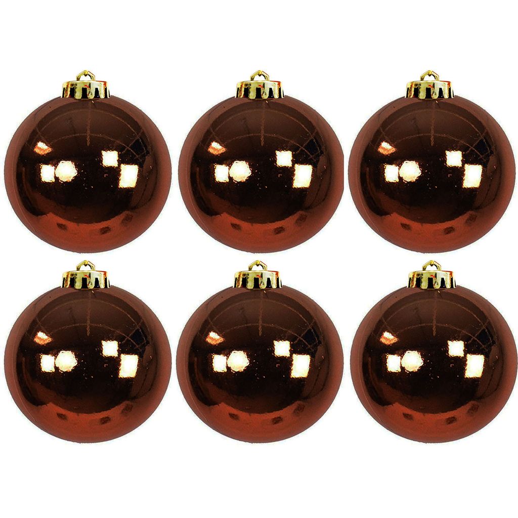 6 boules d'arbre de Noël XL Boules d'arbre de Noël brunes Ø Image du produit 