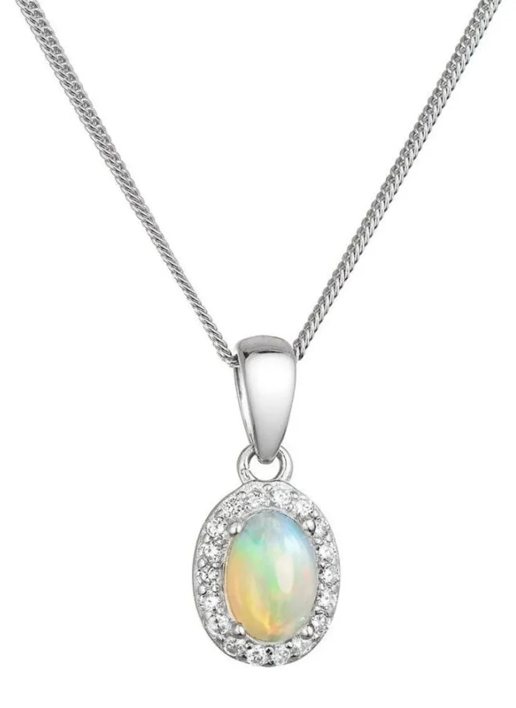Chaîne en argent 925 avec opale véritable et zircons 12085.3 de luxe