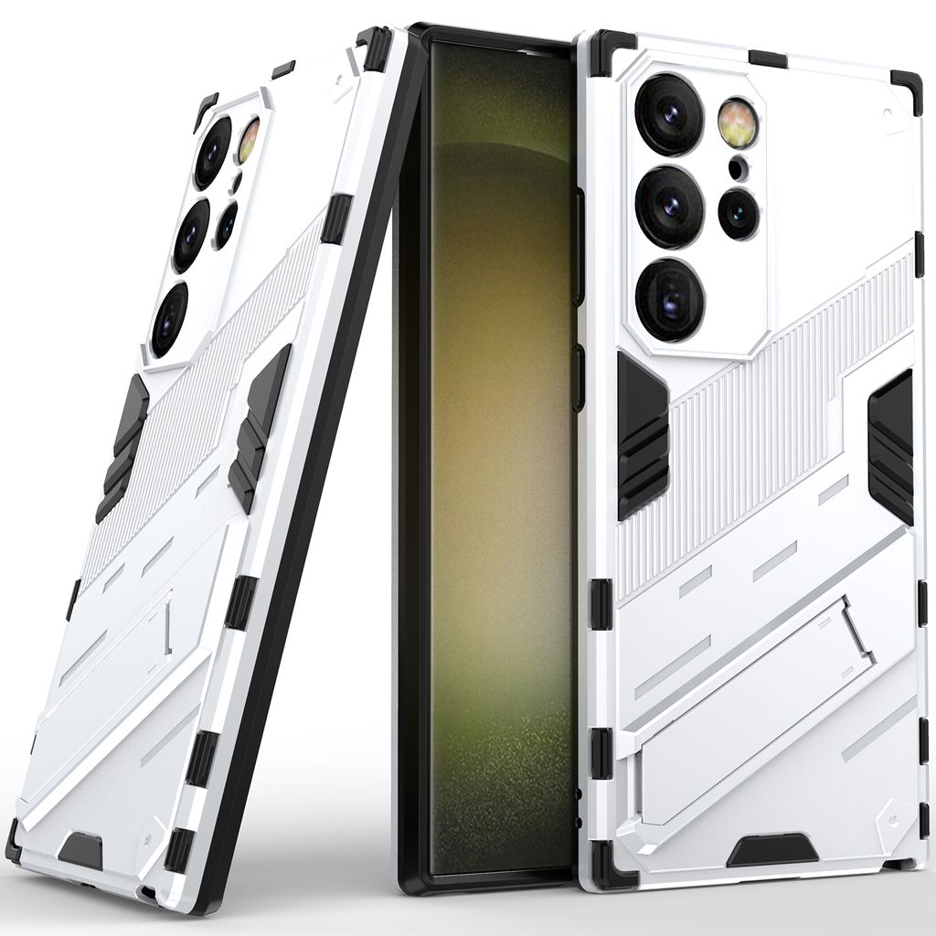 Armor Hülle für Samsung Galaxy S25 Ultra, Hybrid PC TPU Bumper Stoßfestes Schutzhülle mit Standfunktion Orange