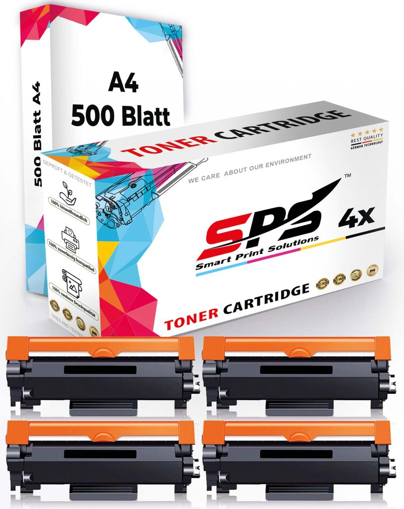 Druckerpapier A4 + 4x Multipack Set Kompatibel für Brother HL-L 2350 DW (TN-2420) Toner-Kit Schwarz 2XL 6000 Seiten