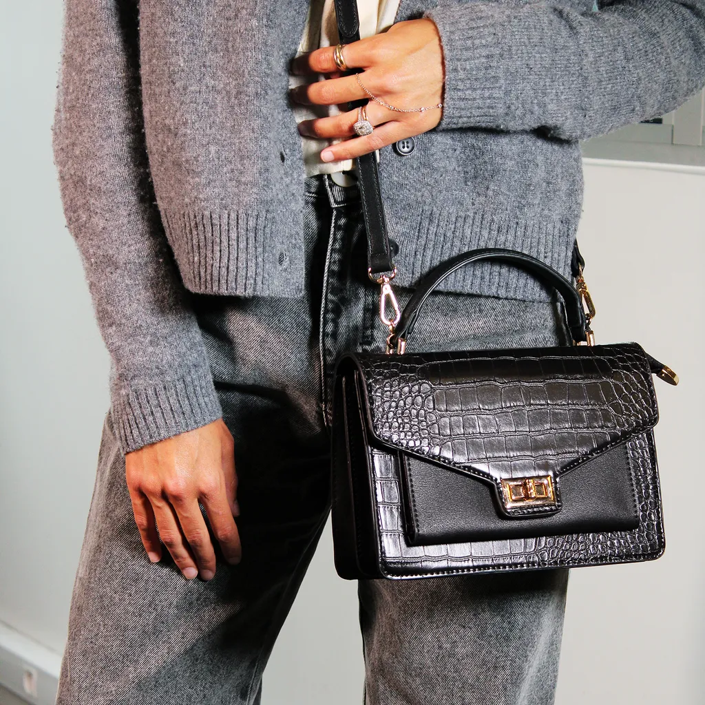 Regalo Donna: Borsa Gallantry Nera Coccodrillo | Elegante e Trendy - 8