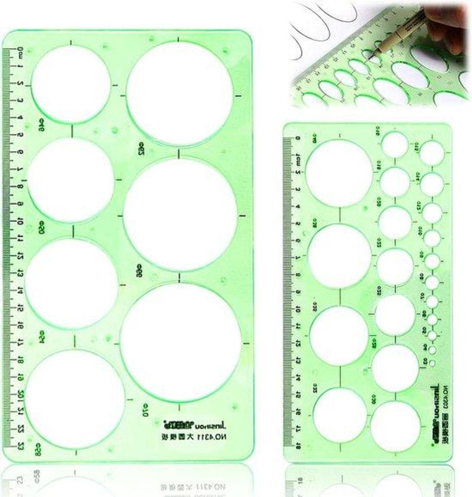 Grüne Kreisschablonen 1-70mm für Zeichnen und Quilling