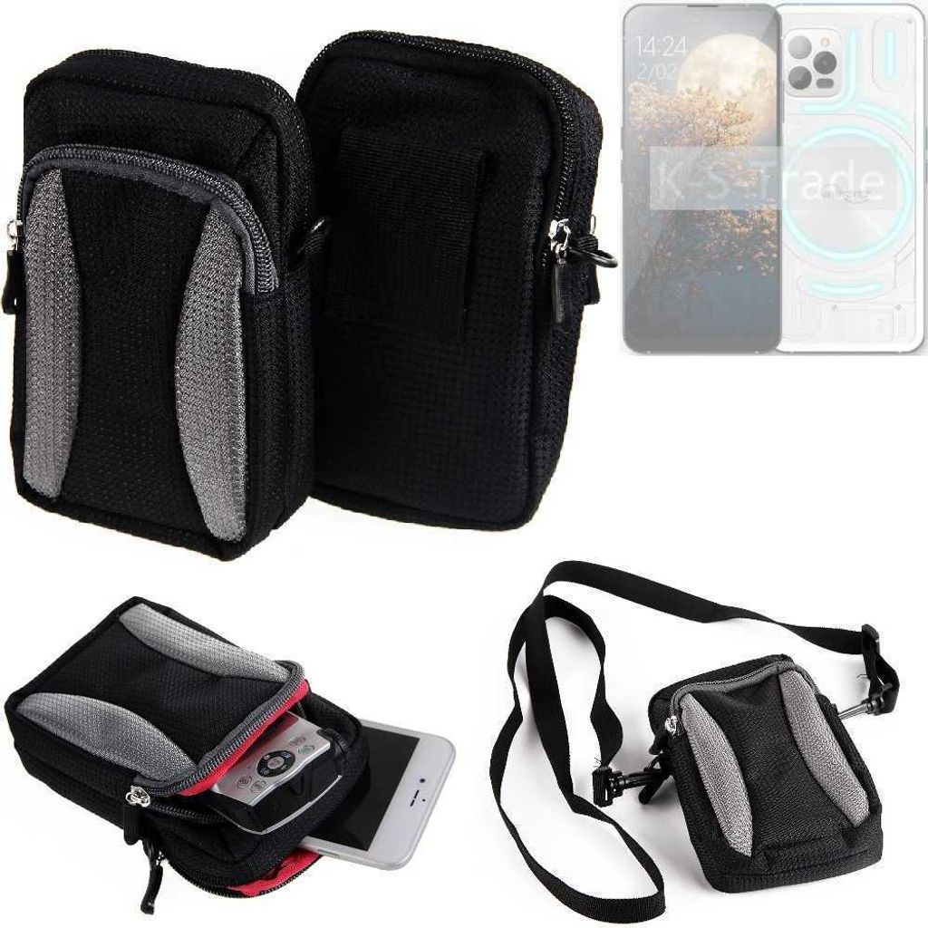 K-S-Trade Holster Schutz Hülle kompatibel mit Unihertz Luna Handy Hülle Gürteltasche Umhängetasche mit Zusatzfach schwarz