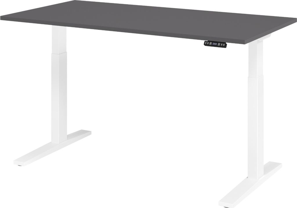 bümö Schreibtisch elektrisch XMKA - Größe: 160 x 80 cm, Nachbildung: Graphit, Gestell: Weiß