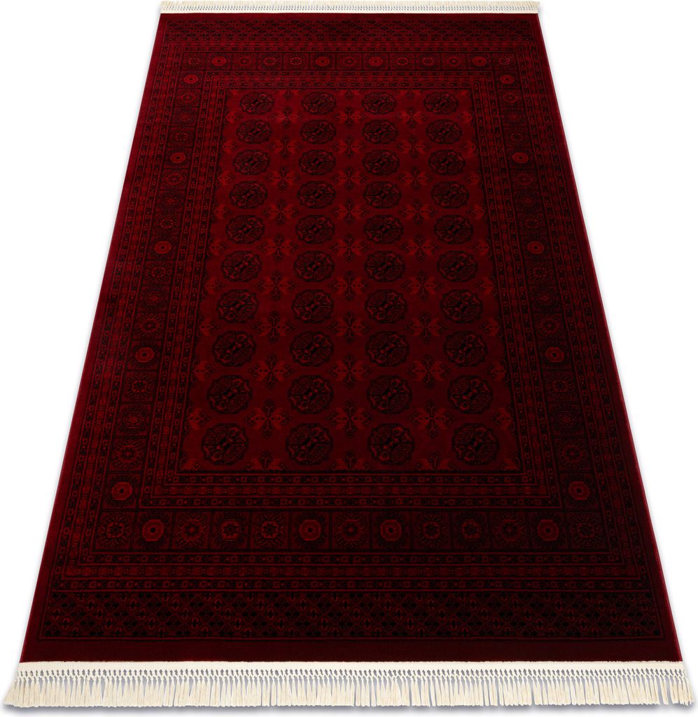 ORIENT 6889 Teppich burgund / schwarz Buchara, Rahmen, orientalisch, mit Fransen rot 200x290 cm