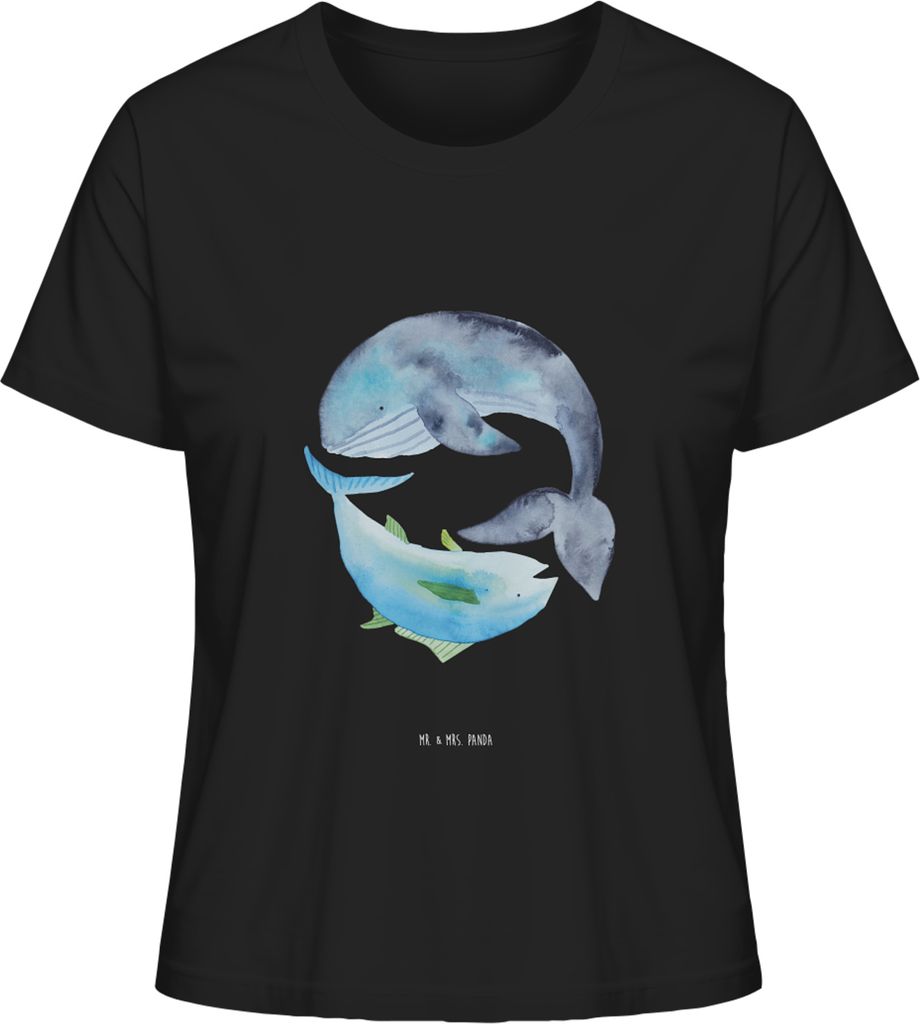 Mr. & Mrs. Panda Damen T-Shirt Walfisch Thunfisch Größe L - Schwarz - Geschenk, Spruch Lustig, Witz, Kurzarmshirt, Shirt, Des Tages, Lustige Spr...