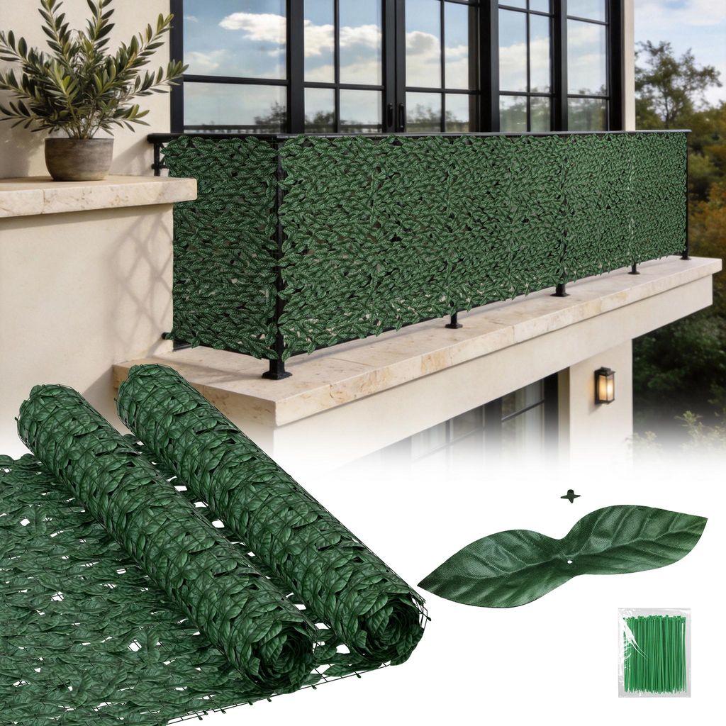 UISEBRT Künstlicher Efeu Sichtschutzzaun 100 × 600 cm, Produktbild 