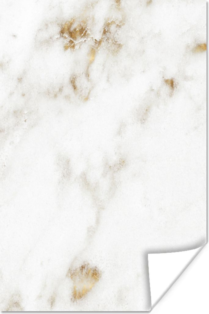 MuchoWow Poster Marmor - Gold - Weiß - Muster 20x30 cm - Papierdruck