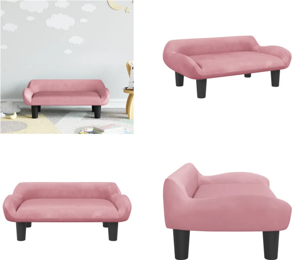 Divanetto Rosa Bambini velluto 70x40x24 cm vidaXL | Sicuro e Morbido
