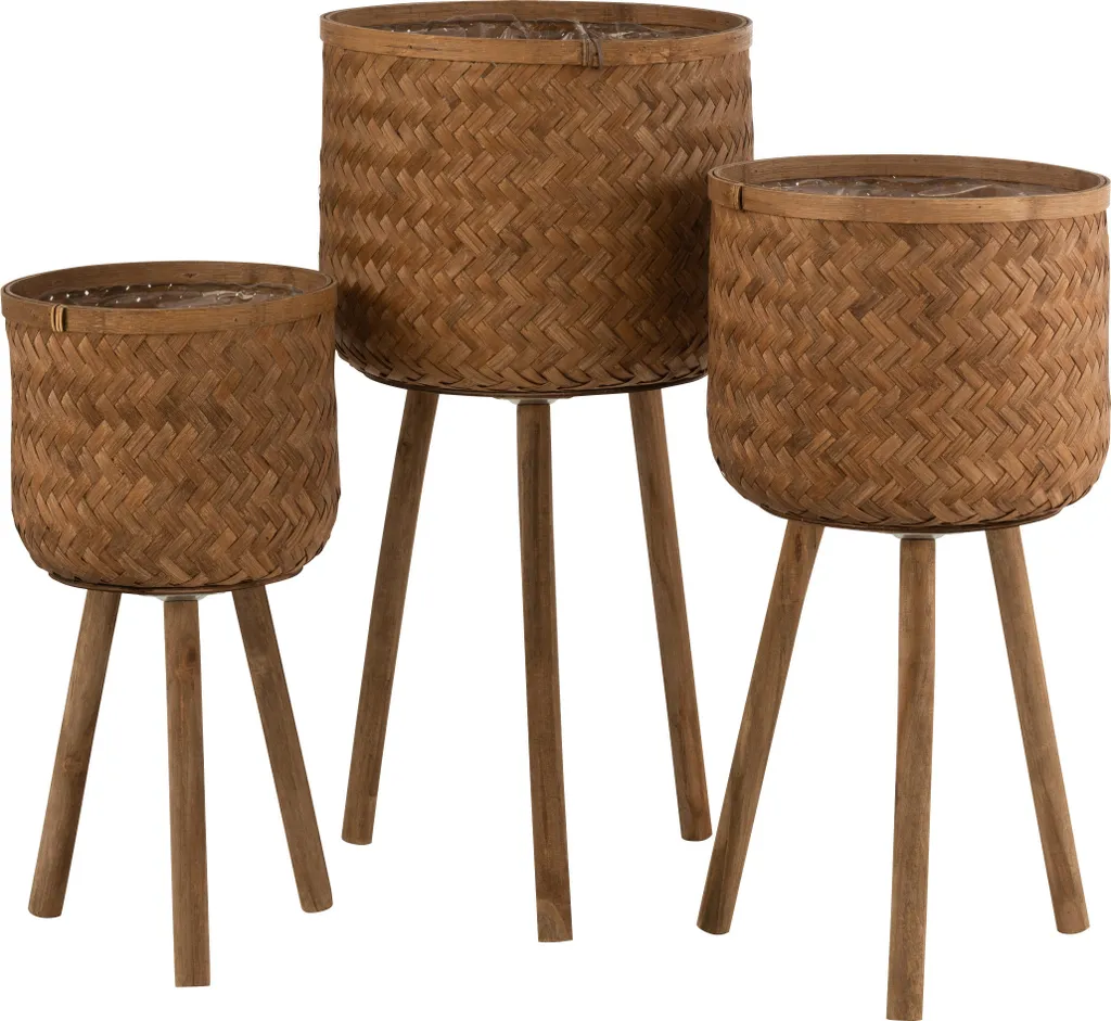 Pot de fleurs Tripode Anti-Basculement : Set de 3 en Bambou Durable Chic