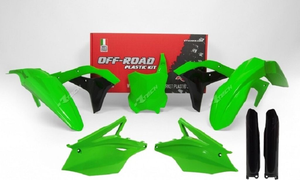 RACETECH Plastik-Kit neongrün/schwarz Kawasaki KX250F