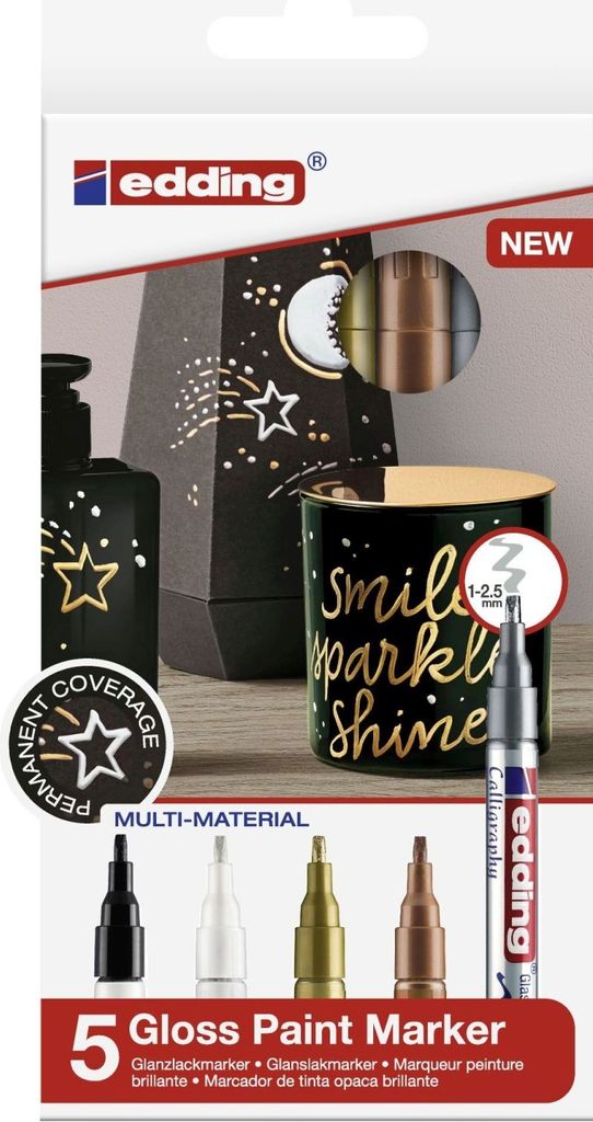 Glanzlack-Marker edding 753 creative 1-2,5mm VE=8x5 Farben