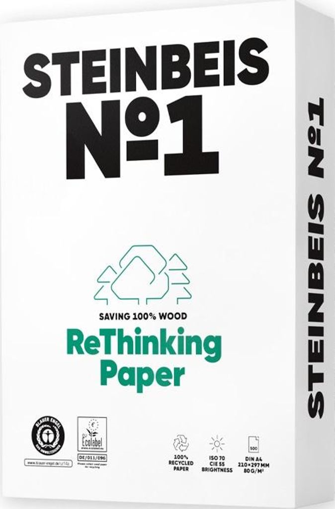 STEINBEIS Recyclingpapier No.1 DIN A4 80 g/qm 500 Blatt