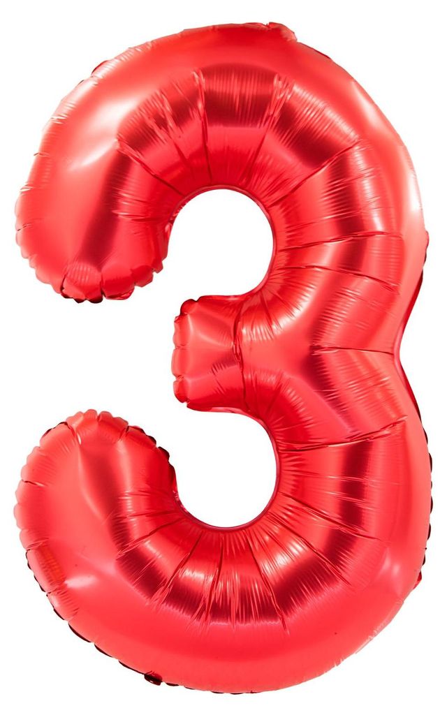 Folienballon 100cm Zahl 3 matt rot Produktbild 