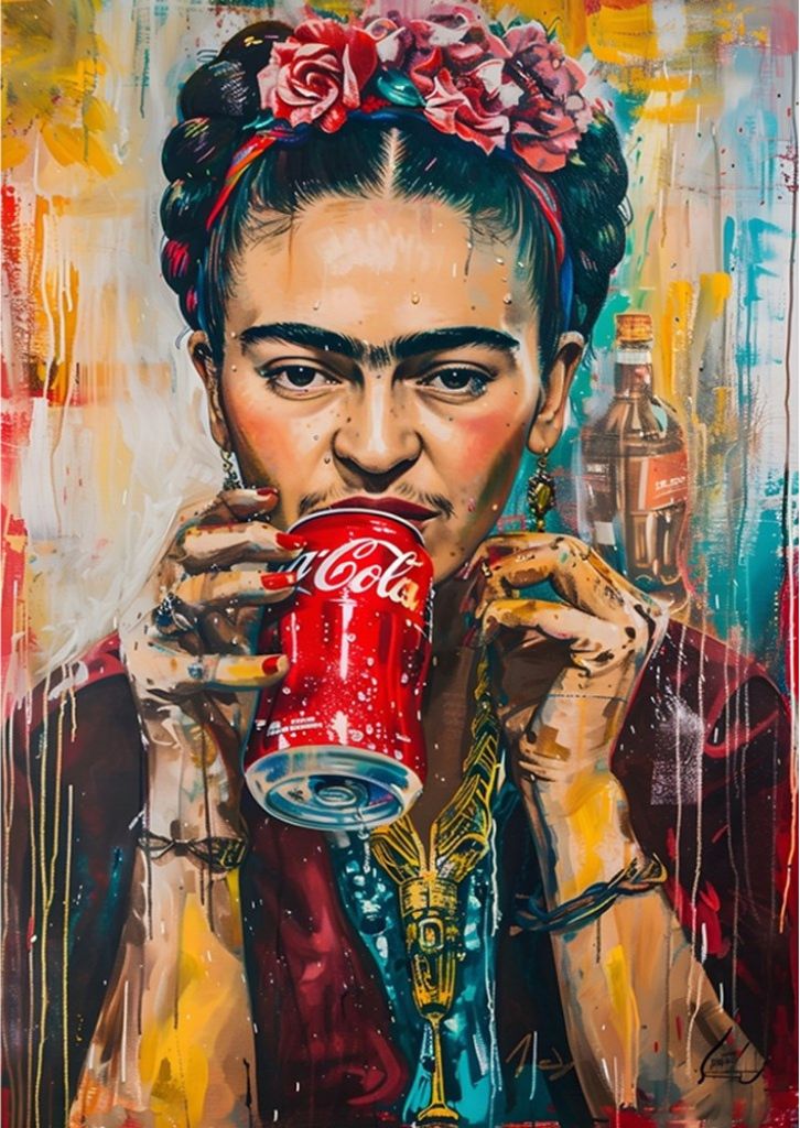 Malen nach Zahlen mit einem Rahmen Gemälde - Frida Coca-Cola 40x50 cm