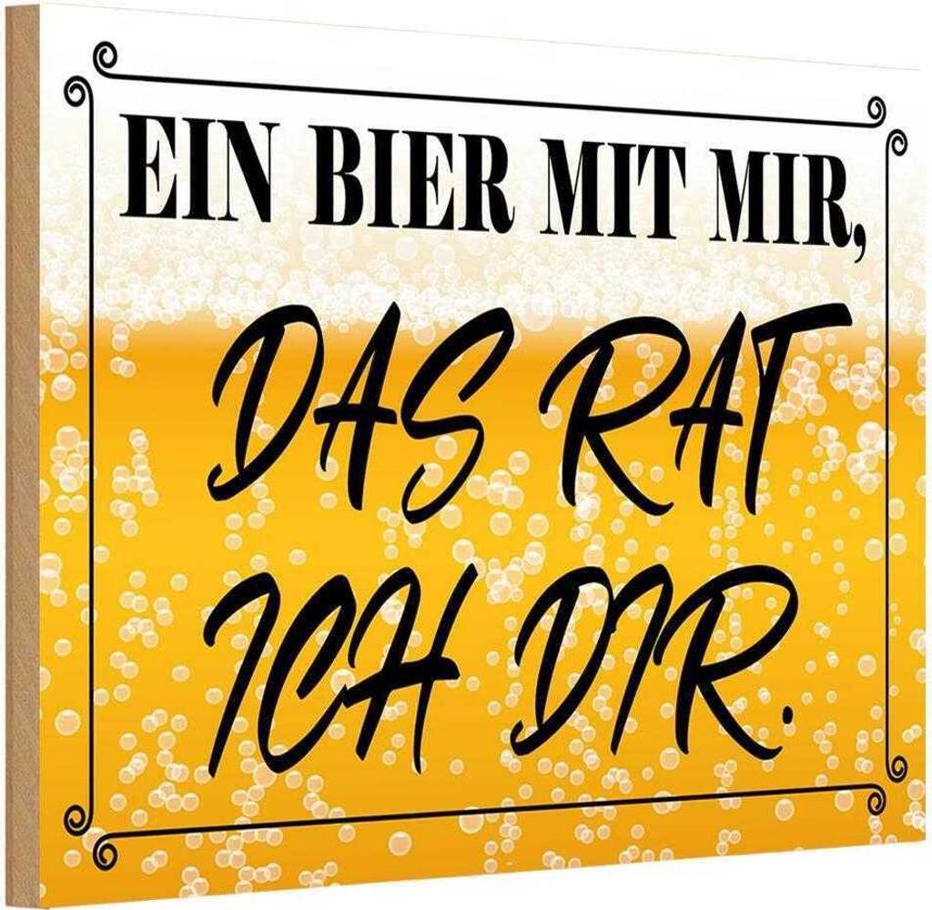 vianmo Holzschild 12x18 cm ein Bier mit mir das rat ich dir Spruch Zitat