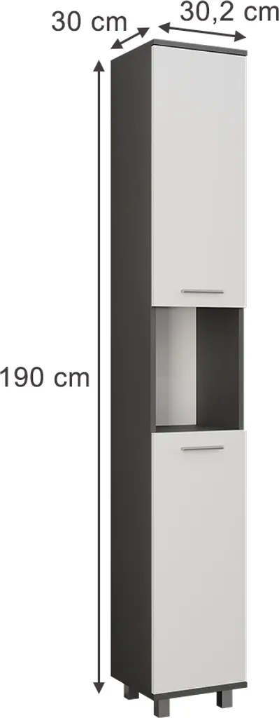 Fini le désordre avec l'armoire haute Vicco Ilias anthracite blanc 190 cm