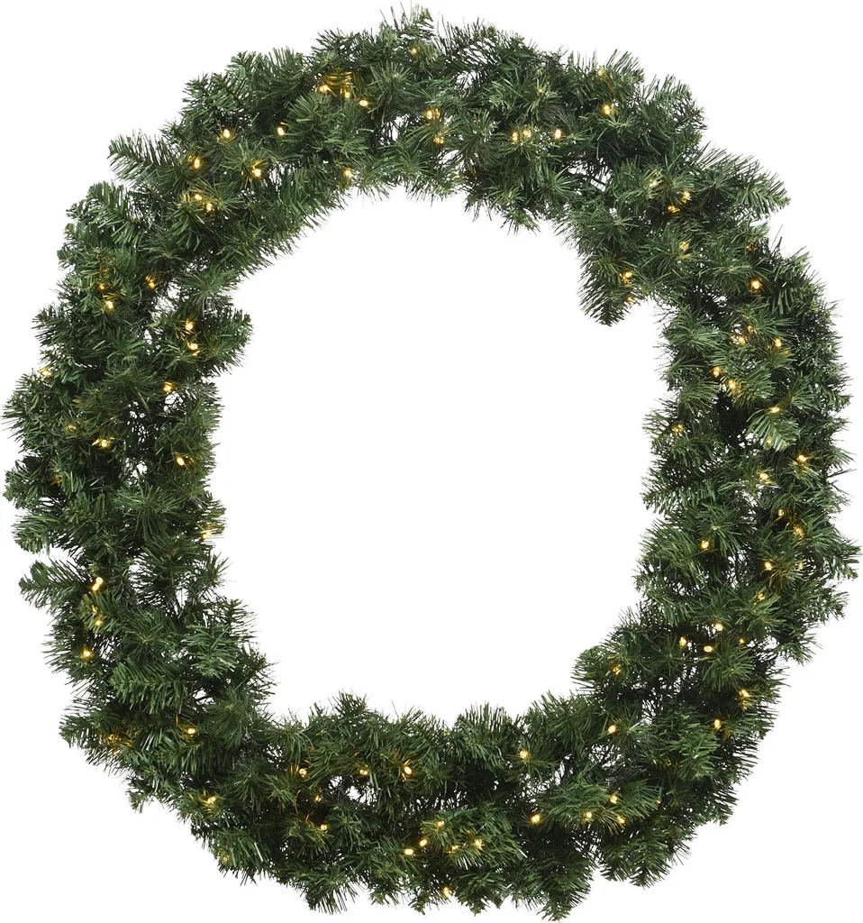 Couronne de Noël lumineuse 50 cm en sapin artificiel vert et LED