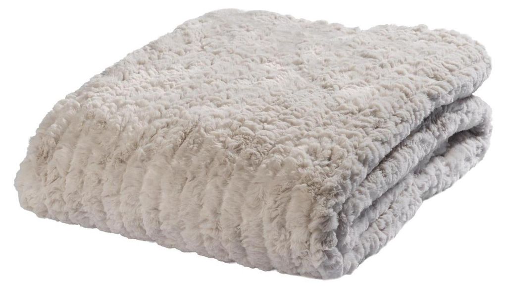 Wohndecke - 150 x 200 cm - Greige - Polyester - in Flauschoptik