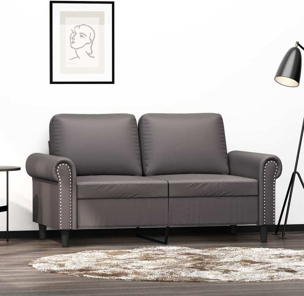 Design 2-Sitzer-Sofa Grau 120 cm Kunstleder, Schlafsofas 2024 Neu