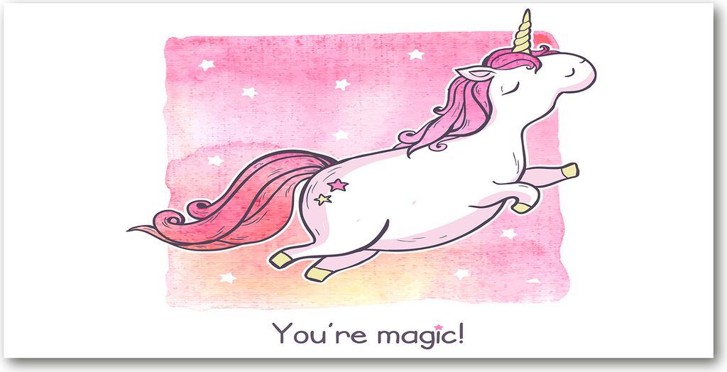 Tulup Leinwandbild - 120x60 cm - Wandkunst - Drucke auf Leinwand - Leinwanddruck - Kinderzimmer - Rosa - Rosa Einhorn