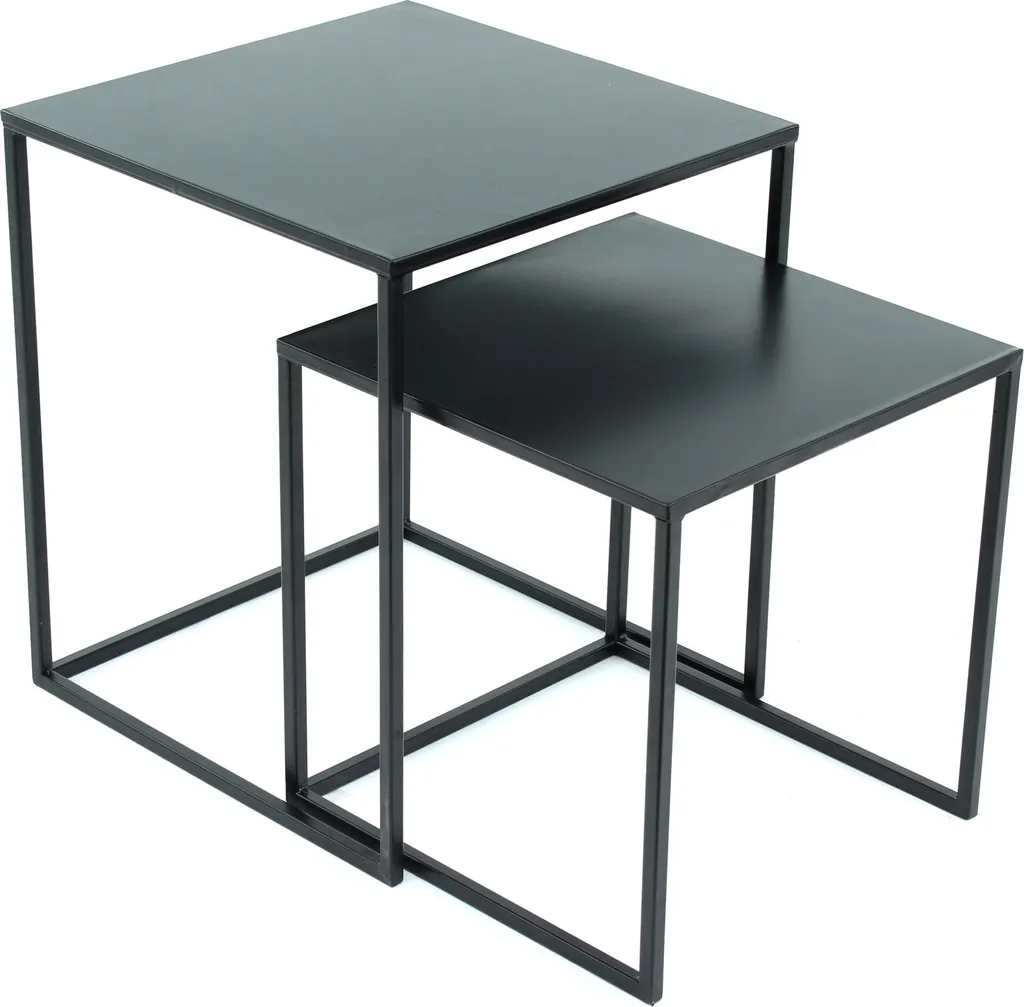 Petit guéridon en métal noir 40x40 cm - Table basse d'appoint 1034