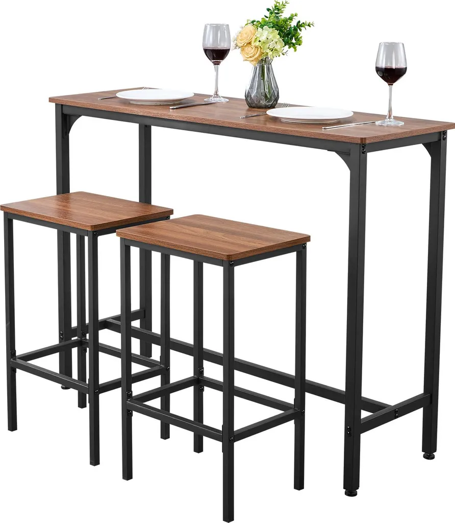 Set Tavolo da Bar SucceBuy per Ufficio e Sala Break - 3 Pezzi Rustico