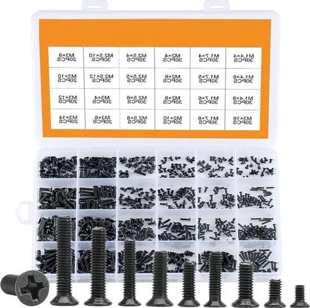 Coffret d'assortiment de vis noires pour réparation électronique 650 pcs