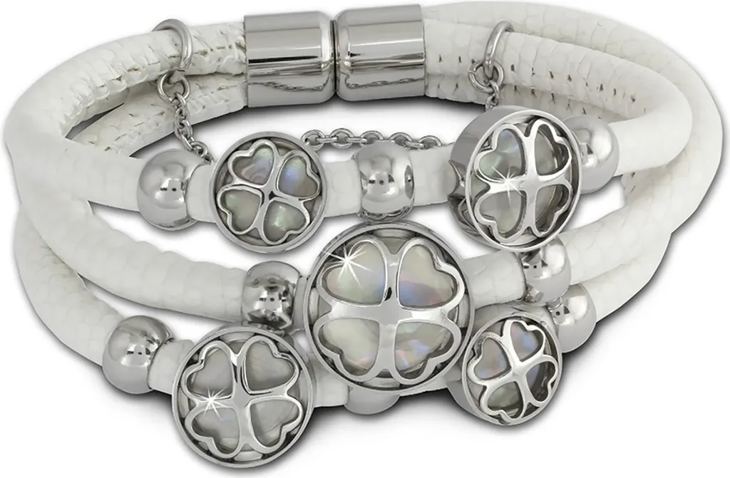 Offerta Bracciale Amello Quadrifoglio: Eleganza in Pelle Bianca
