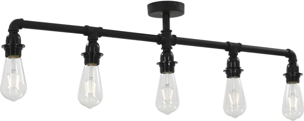 Lustre plafonnier multi-douilles noir mat 5 bras pour déco intérieure