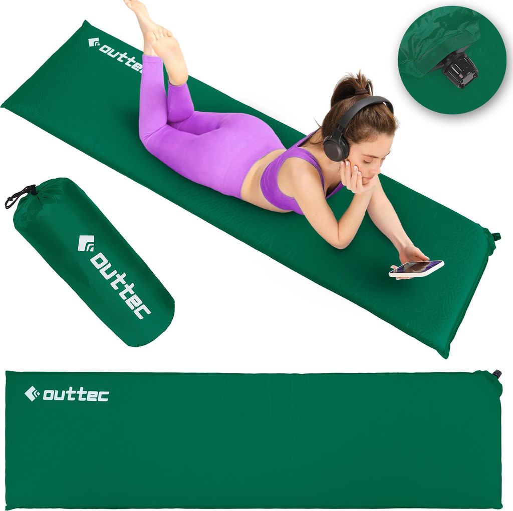 Outtec Selbstaufblasende Isomatte, Luftmatratze, Schlafmatte - 180x53 cm - ultraleicht, waßerdicht Aufblasbare Matratze, Luftbett für Camping O...
