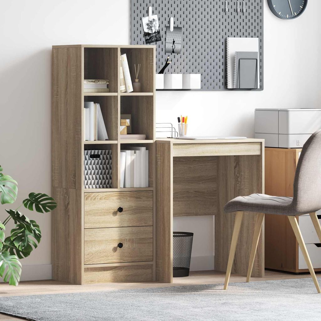 Maison Exclusive - Schreibtisch mit Schubladen mit Regal 2 pcs Sonoma-Eiche