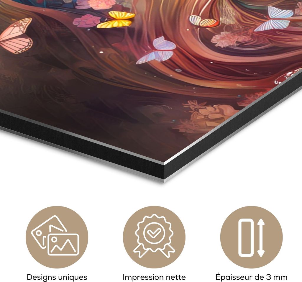 MuchoWow Wanddekoration Metall Metallbild Wandkunst 40x30 cm Pferd - Natur - Blumen - Schmetterlinge - Wald MuchoWow Aluminium Gemälde - Dekoratio...