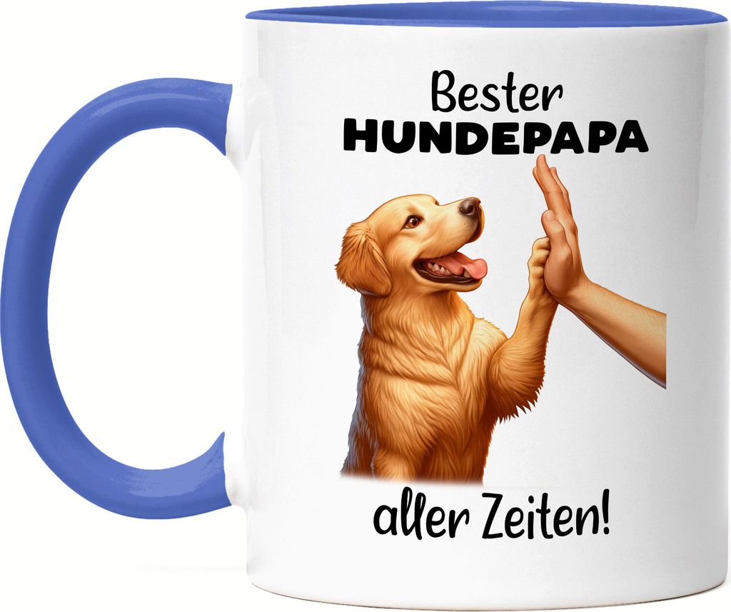 Bester Hundepapa aller Zeiten Golden Retriever High Five Tasse Blau - Hunde-Papa Spaß