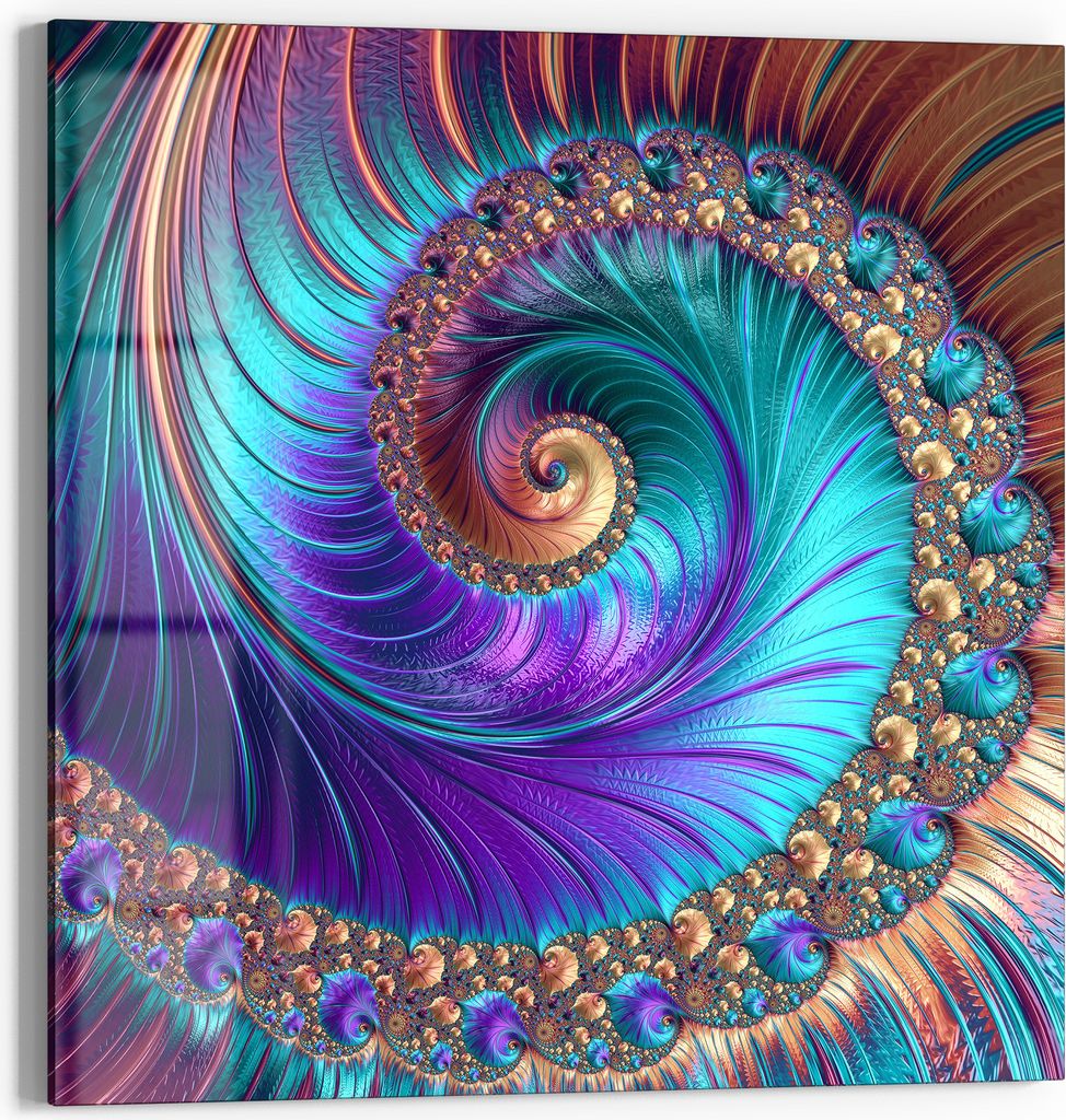DEQORI Glasbild Echtglas 30x30 cm 'Fantasievolle Farbspirale' Wandbild Bild modern Deko