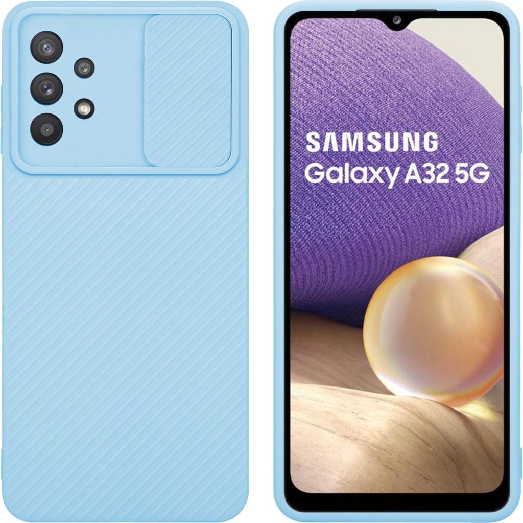 Cadorabo Hülle für Samsung Galaxy A32 5G Schutz Hülle in Blau Handyhülle TPU Etui Case Cover Kameraschutz