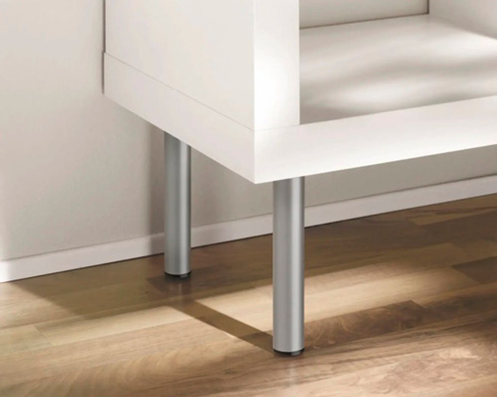 Glasplatten-Adapter Tischbein – Aluminium, Rund, 50 X 8 Mm, Silber, Mit Gewindeloch Für Glastischbeine