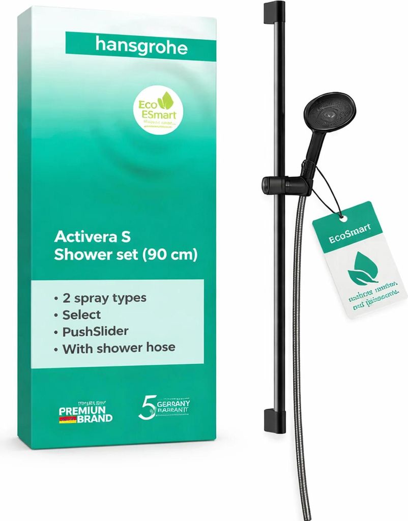 hansgrohe Brauseset Activera Select S 95 2jet EcoSmart mit Brausestange 90cm, Mattschwarz, 1 Stk.