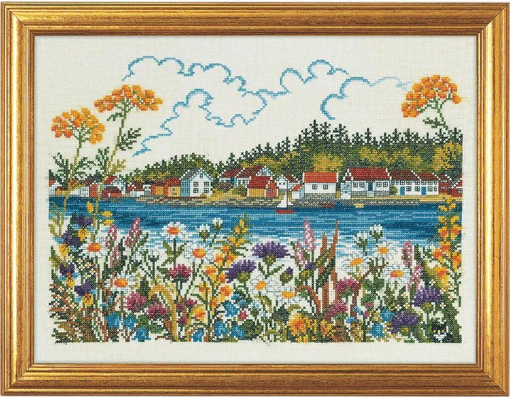 Eva Rosenstand Kit Point de Croix Soerland Svinoer - Broderie 30x40cm