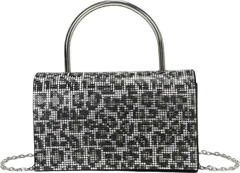 Avizar, Damen Abendtasche mit Strassoptik und Metallgriff, Schwarz