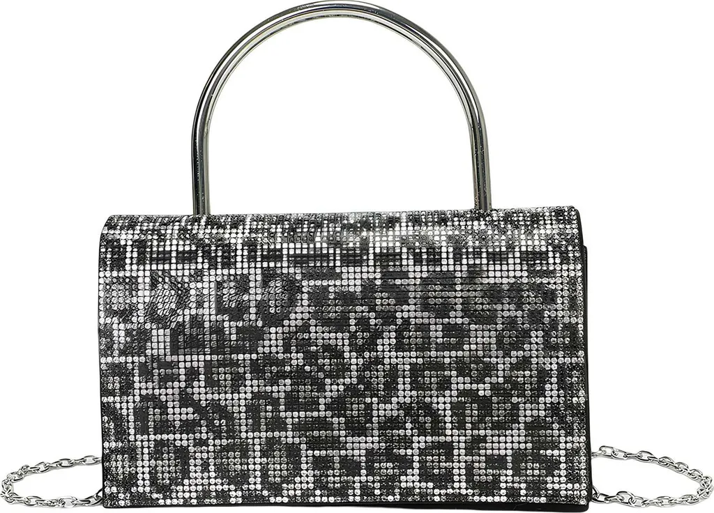 Avizar Sac de Soirée Femme Noir avec Strass Brillants et Poignée Métal