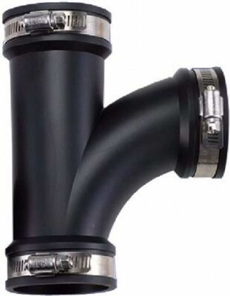 Flexibles Elastomer T-Stück 90° in 63 mm inkl. Spannringe