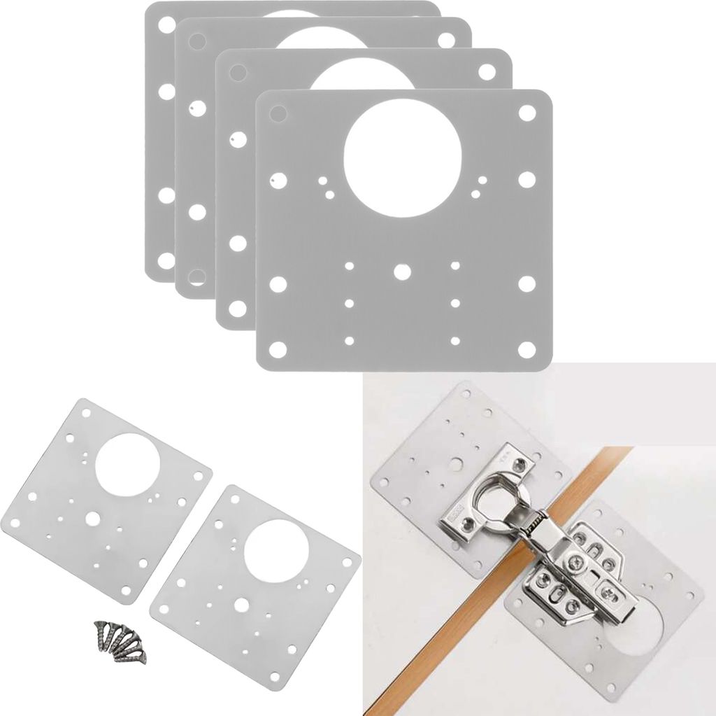 4x Scharnier Reparaturplatte Möbel Schrank Reparaturblech Reparatur Blech Platte
